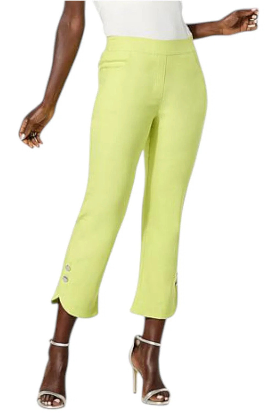 Antthony Women's Stretch Crop Pant with Button Hem Detail Pear - Regular